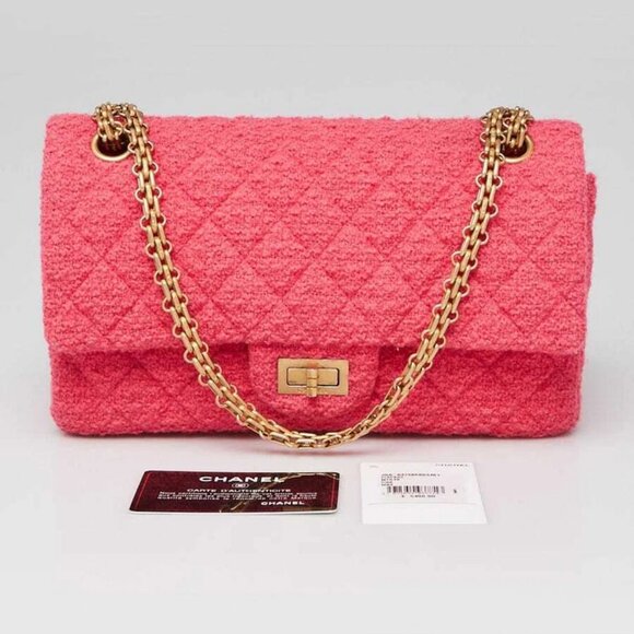 Chanel Light Pink 2.55 Reissue Quilted Tweed 225 Flap Bag - Picture 12 of 12
